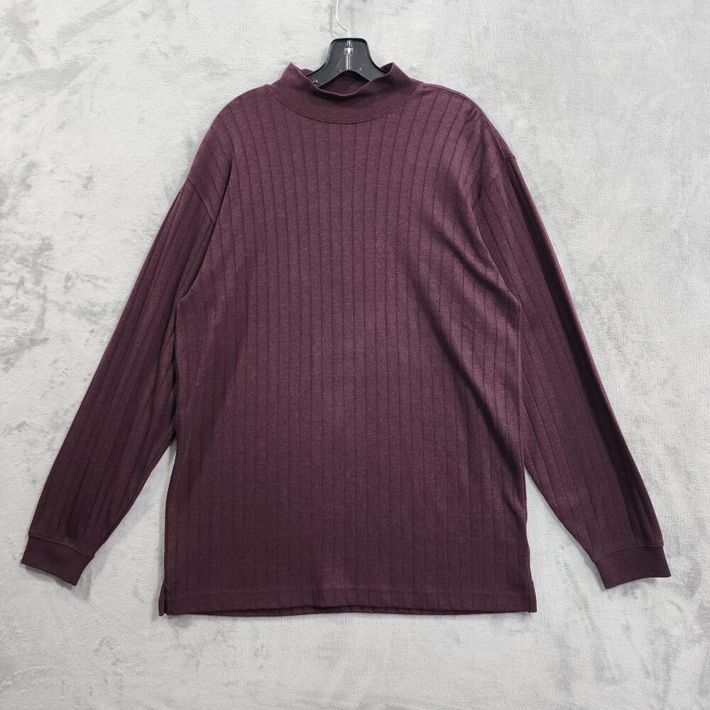 George Sweater Womens M Burgundy Mock Neck Long Sleeve Drop Needle Knit Pullover
